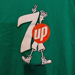 Men's Green Vintage Large 90s 7-Up Fido Dido Promo -T-Shirt Soda Pop